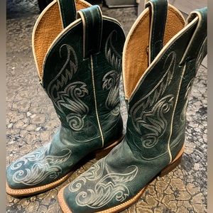 Justin’s Western Cowboy Boot Women’s Turquoise white stitching